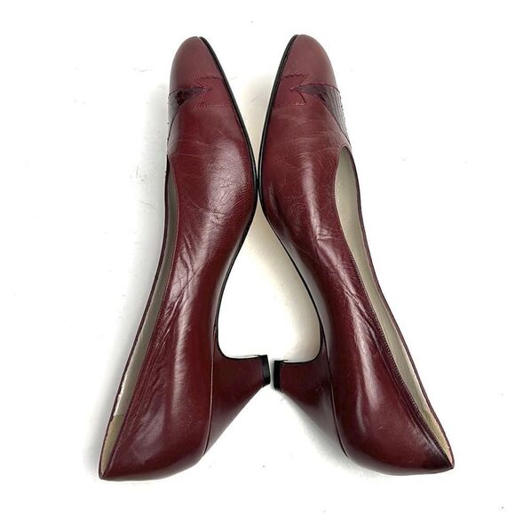NWOB GALO Italy Classic Leather Burgundy Heels Pumps Shoes size 39 1/2 US 8,5 - Picture 7 of 15